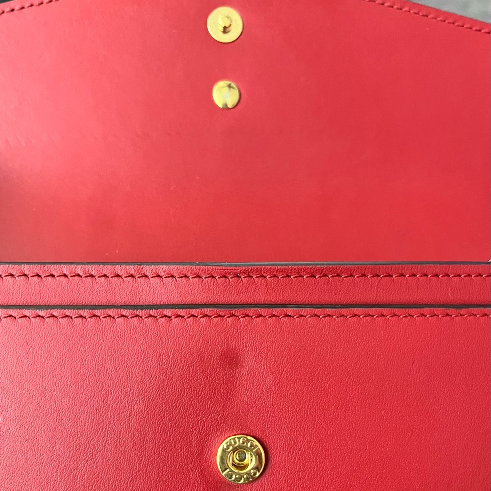 Gucci Sylvie Web Continental Wallet in Red and Blue with Gold Clasp - Picture 14 of 16